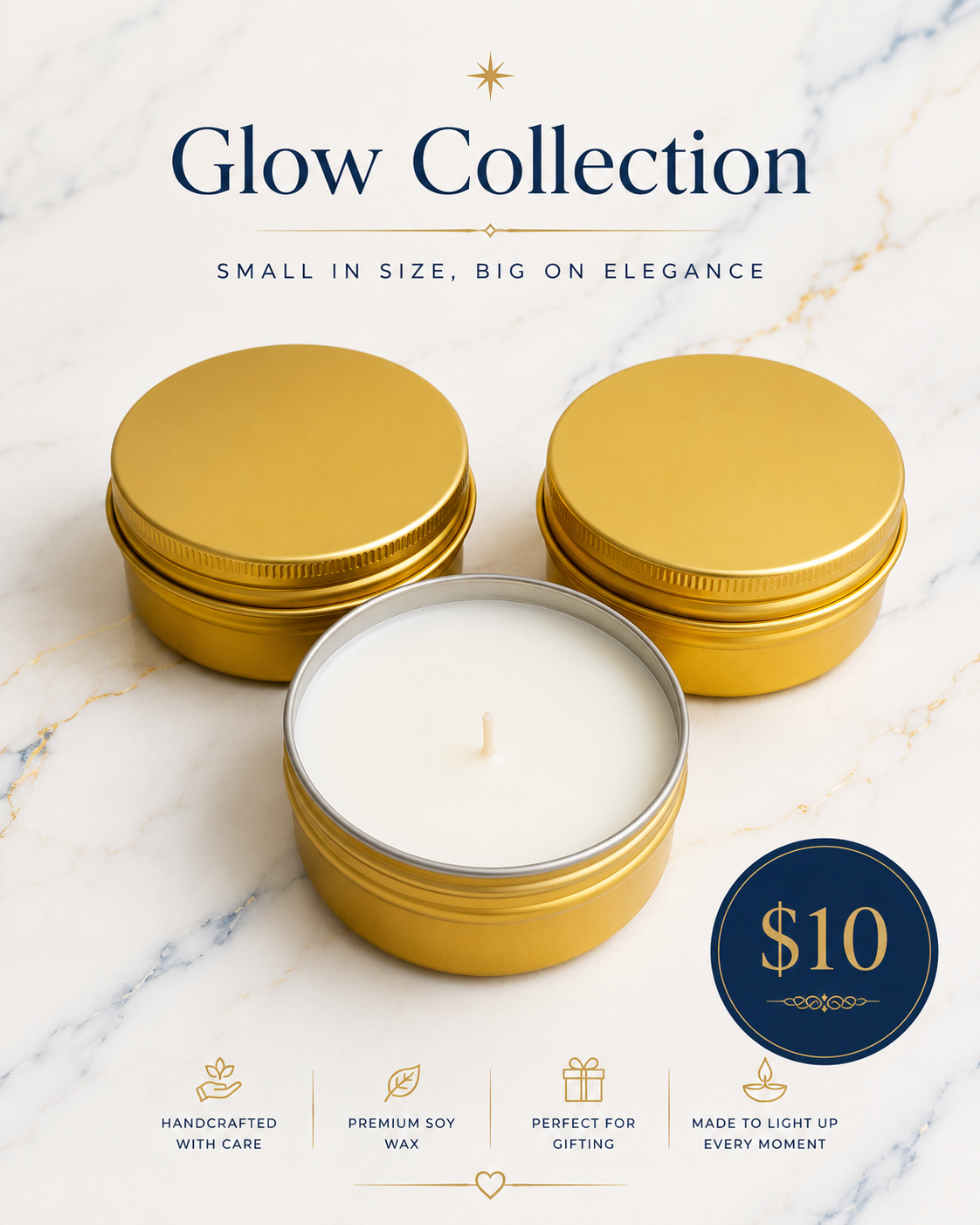 Glow Collection — Gold Tin Candle