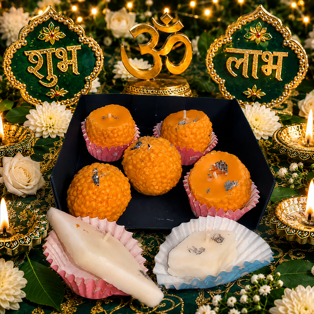 Desi Desserts — Ladoo & Kaju Katli Candle Box