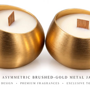 Asymmetric Brushed-Gold Metal Jar