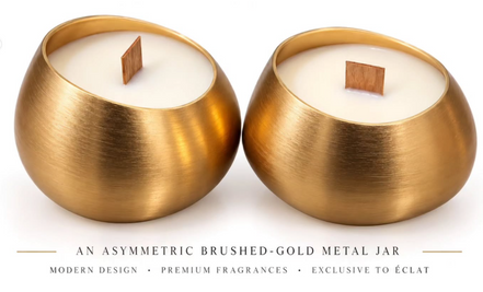 Asymmetric Brushed-Gold Metal Jar